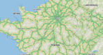 Carte de France des zones accessibles à vélo depuis une gare